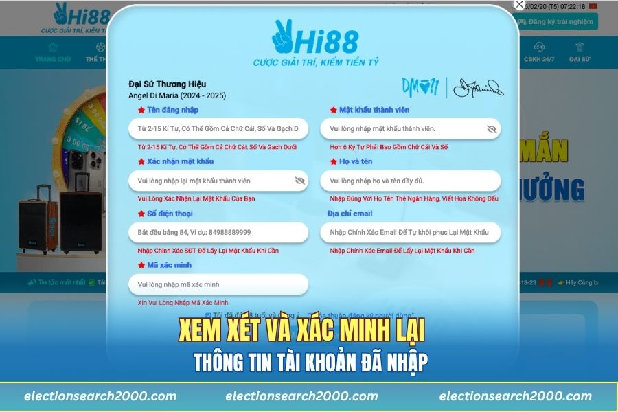 Hội viên cần rà soát kỹ thông tin khi đăng nhập Hi88